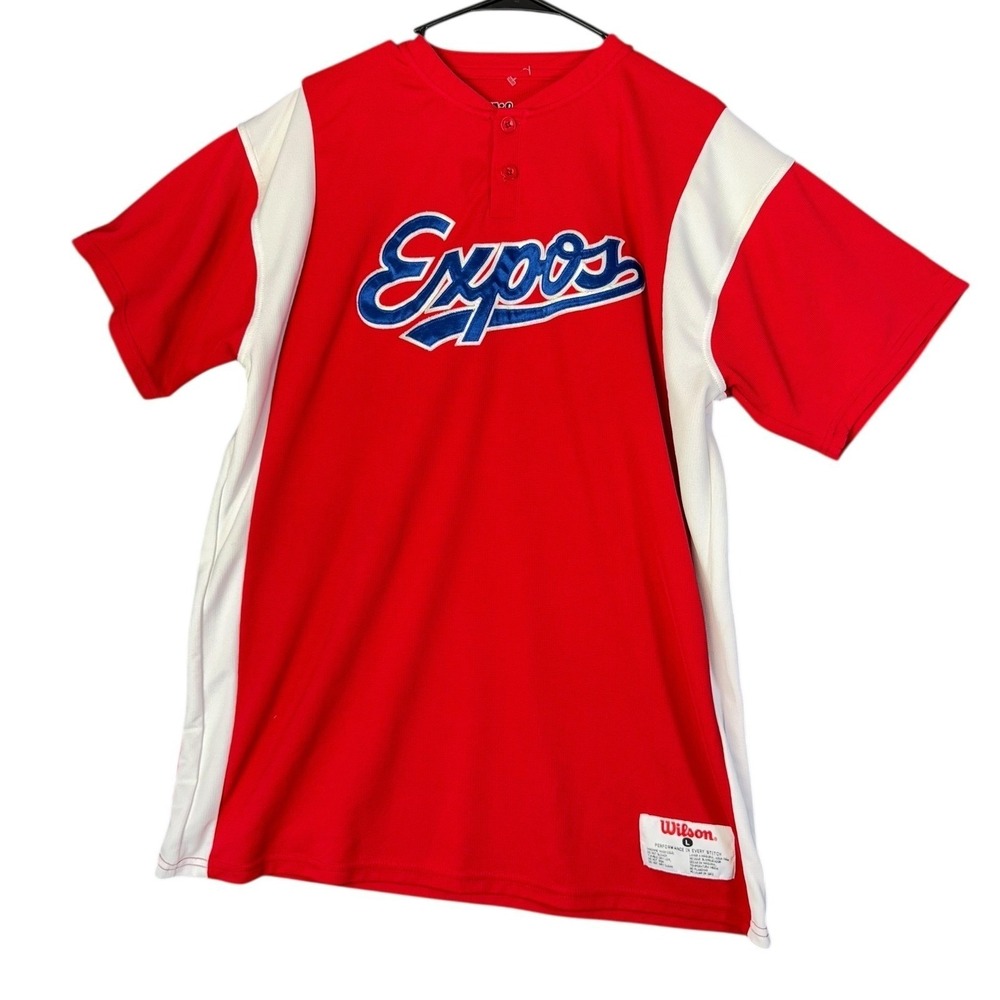 Vintage Wilson Montreal Expos Baseball Jersey Red White‎ Number 27 MLB Large